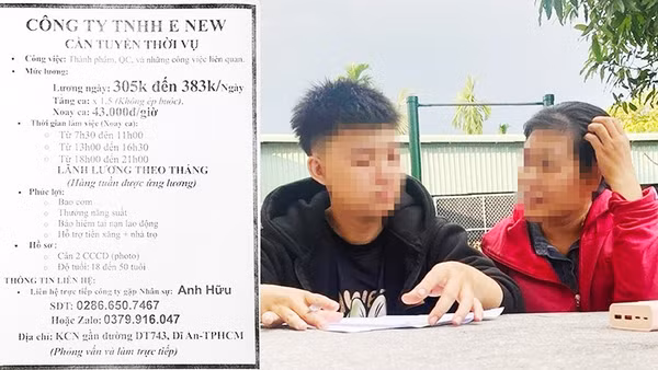 Nội dung tờ rơi đăng tuyển mà Công ty TNHH Thương mại Dịch vụ Era New yêu cầu nhân viên làm và đi phát tại các khu công nghiệp.