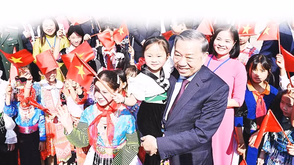 Tổng Bí thư Tô Lâm dự Lễ khánh thành Trường Phổ thông nội trú liên cấp Tiểu học và THCS Si Pa Phìn (tỉnh Điện Biên) ngày 31/1/2026. Ảnh: THÀNH ĐẠT