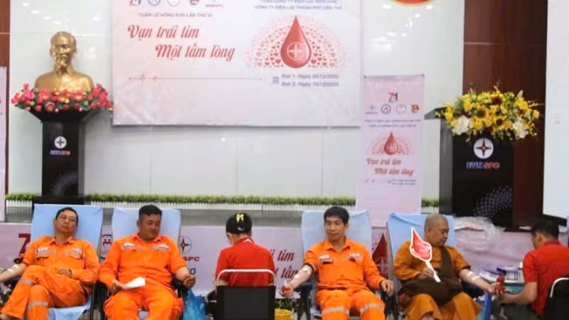 Một chương trình hiến máu nhân đạo được tổ chức tại Cần Thơ.