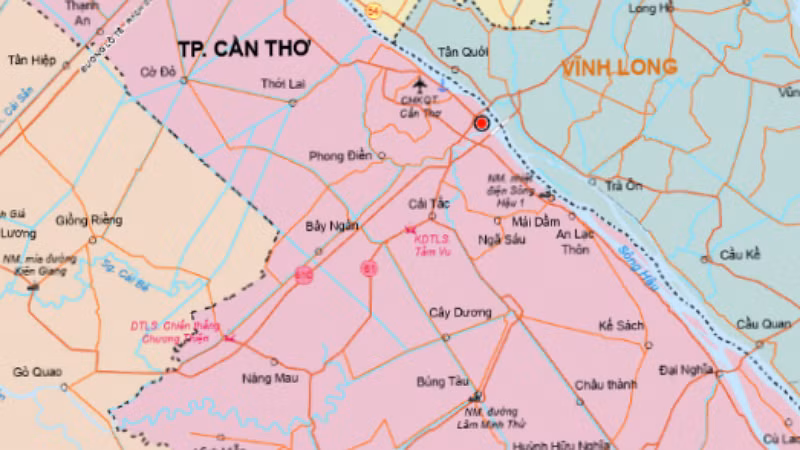 Một phần bản đồ thành phố Cần Thơ.