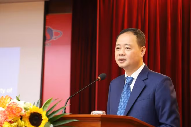 Giáo sư, Tiến sĩ Trần Hồng Thái, Chủ tịch Viện Hàn lâm Khoa học và Công nghệ Việt Nam phát biểu tại sự kiện. (Ảnh: BÍCH LIÊN)