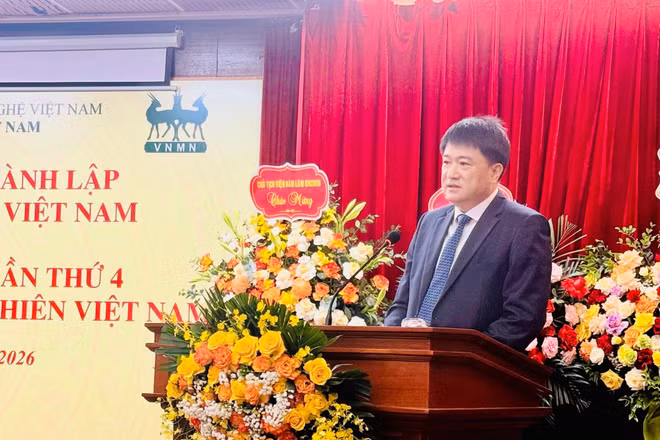 Giáo sư, Tiến sĩ Chu Hoàng Hà, Phó Chủ tịch Viện Hàn lâm Khoa học và Công nghệ Việt Nam phát biểu tại sự kiện. (Ảnh: BÍCH LIÊN)