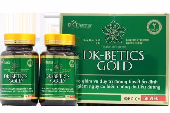 Thực phẩm bảo vệ sức khỏe DK-Betics Gold quảng cáo không phù hợp với giấy xác nhận. (Ảnh chụp màn hình)