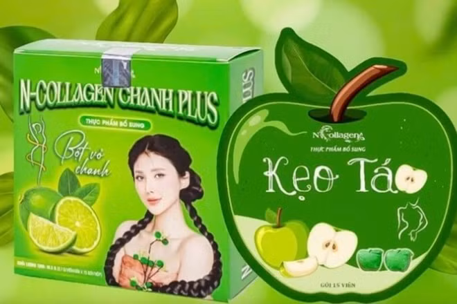 Kẹo táo được Ngân Collagen quảng cáo trên các trang mạng xã hội.