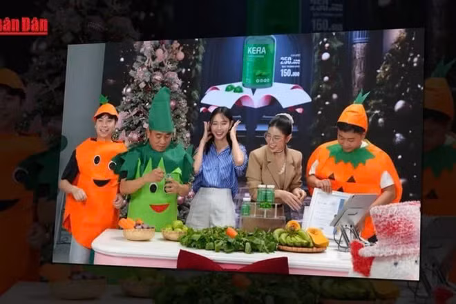 Hoa hậu Thùy Tiên, Hằng Du Mục và Quang Linh Vlogs bán hàng livestream quảng cáo sản phẩm giả đã bị cơ quan chức năng xử lý gần đây. (Ảnh nhandan.vn)