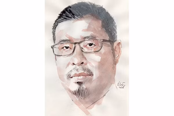 Ký họa chân dung nhà thơ Trần Nhật Minh của họa sĩ Đỗ Hoàng Tường.