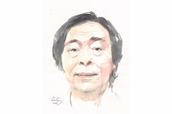 Ký họa chân dung nhà thơ Nguyễn Hùng Vĩ của họa sĩ Đỗ Hoàng Tường.