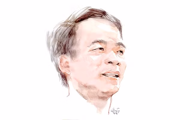 Ký họa chân dung nhà thơ Hữu Vi của họa sĩ Đỗ Hoàng Tường.
