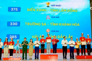 Ban tổ chức và các đại biểu trao giải cho các đội thi.