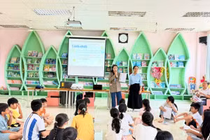Một chương trình hoạt động hè tại Bảo tàng - Thư viện tỉnh Bà Rịa - Vũng Tàu. Ảnh: Đinh Thúy