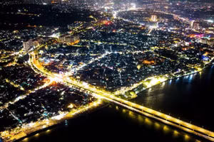 Một góc phường Trấn Biên, tỉnh Đồng Nai về đêm.