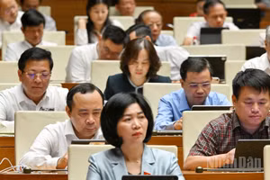 Đại biểu Quốc hội dự phiên họp ở hội trường tại Kỳ họp không thường lệ thứ nhất, Quốc hội khóa XVI. (Ảnh: THỦY NGUYÊN)