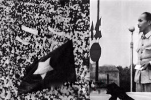 Ngày 2/9/1945, tại Quảng trường Ba Đình, Hà Nội, Chủ tịch Hồ Chí Minh đọc bản "Tuyên ngôn độc lập", khai sinh ra nước Việt Nam Dân chủ Cộng hòa. Ảnh tư liệu