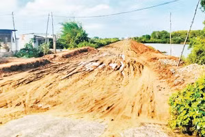 Tình trạng thi công tuyến đê chậm, kéo dài, khiến việc tham gia giao thông của người dân khó khăn.