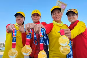 Ðội thuyền bốn người nữ hai mái chèo giành Huy chương vàng tại Cúp rowing châu Á 2026.