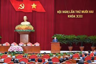 Tổng Bí thư Tô Lâm phát biểu bế mạc Hội nghị. (Ảnh: ĐĂNG KHOA)