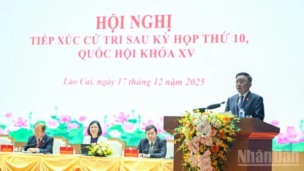 Thường trực Ban Bí thư Trần Cẩm Tú phát biểu trả lời ý kiến, kiến nghị của cử tri. (Ảnh: DUY LINH)