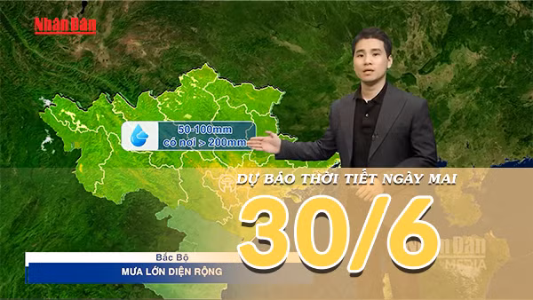 [Video] Dự báo thời tiết đêm nay và ngày mai ngày 30/6/2026: Mưa dông diện rộng bao trùm Bắc Bộ, Trung Bộ hạ nhiệt sâu