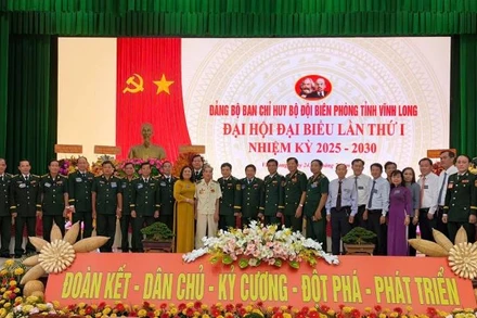 Đại biểu tham dự Đại hội Đảng bộ Ban Chỉ huy Bộ đội Biên phòng tỉnh Vĩnh Long lần thứ nhất. (Ảnh: HOÀNG TRUNG)