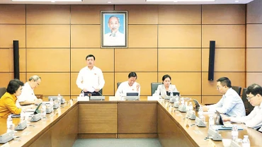Đoàn đại biểu Quốc hội Thành phố Hồ Chí Minh thảo luận tại kỳ họp thứ 9 Quốc hội khóa XV. (Ảnh TIẾN LONG)
