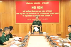 Thiếu tướng Đỗ Anh Tuấn, Phó chủ nhiệm Tổng cục Hậu cần-Kỹ thuật chủ trì và phát biểu chỉ đạo.