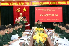 Đại tướng Nguyễn Trọng Nghĩa, Ủy viên Bộ Chính trị, Bí thư Trung ương Đảng, Ủy viên Thường vụ Quân ủy Trung ương, Chủ nhiệm Tổng cục Chính trị Quân đội nhân dân Việt Nam, Chủ nhiệm Ủy ban Kiểm tra Quân ủy Trung ương chủ trì kỳ họp thứ 24 Ủy ban Kiểm tra Quân ủy Trung ương nhiệm kỳ 2020-2025.