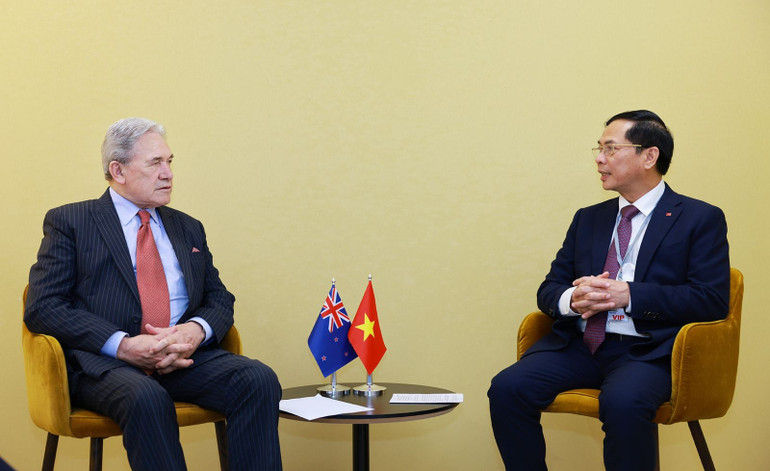 Phó Thủ tướng Chính phủ, Bộ trưởng Ngoại giao Bùi Thanh Sơn cùng Bộ trưởng Ngoại giao New Zealand Winston Peters. (Ảnh: BNG) 1.jpg