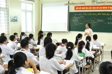 Giờ học tại Trường THCS Tân Tiến, xã Xuân Mai, thành phố Hà Nội. (Ảnh THÚY QUỲNH)