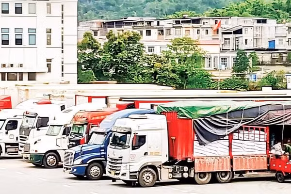 Bốc xếp hàng hóa tại cửa khẩu Bắc Phong Sinh, Quảng Ninh.