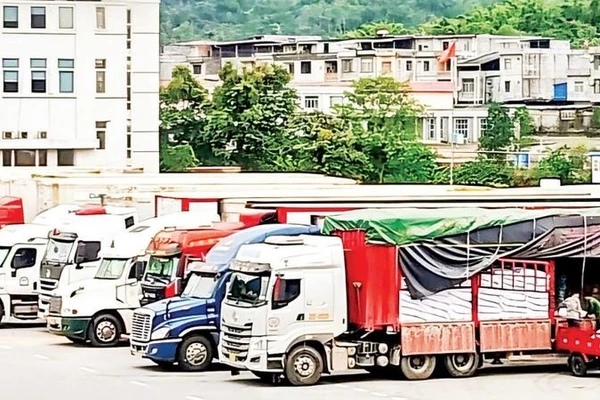 Bốc xếp hàng hóa tại cửa khẩu Bắc Phong Sinh, Quảng Ninh.