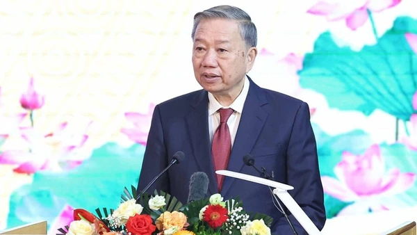 Tổng Bí thư Tô Lâm phát biểu tại lễ kỷ niệm.