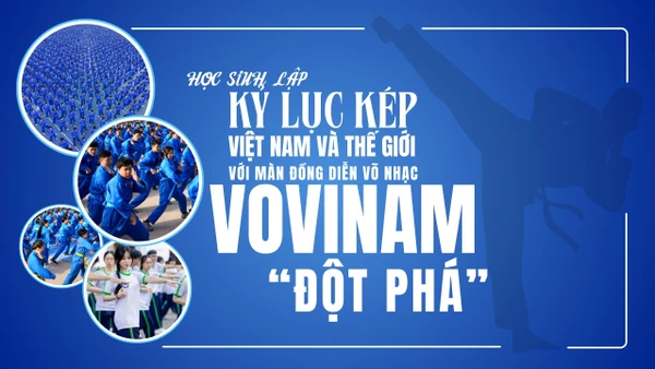 Học sinh lập kỷ lục kép Việt Nam và Thế giới với màn đồng diễn võ nhạc Vovinam “đột phá”