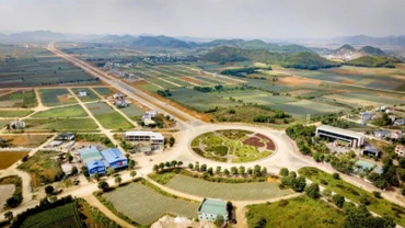 Vòng xuyến Đại lộ Hoa Lư tại nút giao xã Quang Sơn, thành phố Tam Điệp, tỉnh Ninh Bình.