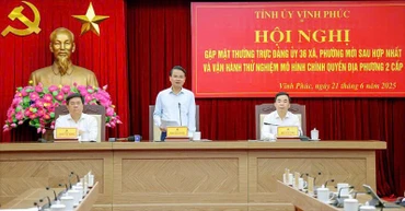 Thường trực Tỉnh ủy Vĩnh Phúc gặp mặt Thường trực Đảng ủy của 36 xã, phường mới.