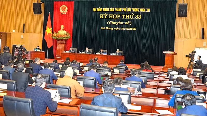 Quang cảnh Kỳ họp thứ 33, Hội đồng nhân dân thành phố Hải Phòng khóa XVI, nhiệm kỳ 2021-2026.