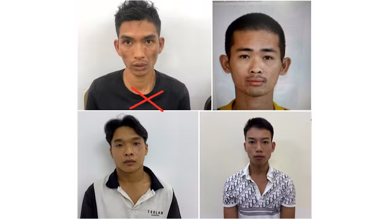 Cơ quan Cảnh sát điều tra Công an thành phố Hải Phòng đã ra quyết định tạm giữ hình sự đối tượng Phạm Văn Trường (ảnh trên bên trái, đánh dấu X trong ảnh) và 3 đối tượng để tiếp tục điều tra, xử lý theo quy định của pháp luật. (Ảnh: Công an Hải Phòng)