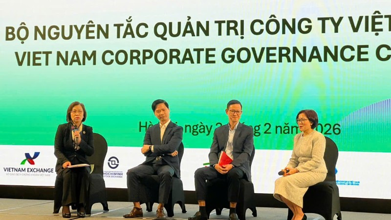 Ủy ban Chứng khoán Nhà nước phối hợp Tổ chức Tài chính Quốc tế (IFC) tổ chức Lễ công bố Bộ Nguyên tắc Quản trị Công ty Việt Nam. (Ảnh: Quỳnh Trang)