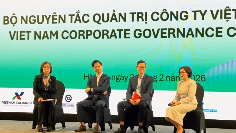 Ủy ban Chứng khoán Nhà nước phối hợp Tổ chức Tài chính Quốc tế (IFC) tổ chức Lễ công bố Bộ Nguyên tắc Quản trị Công ty Việt Nam. (Ảnh: Quỳnh Trang)