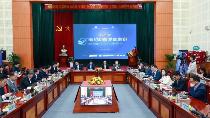 Quang cảnh hội thảo “Huy động hiệu quả nguồn vốn, phục vụ mục tiêu tăng trưởng hai con số”.