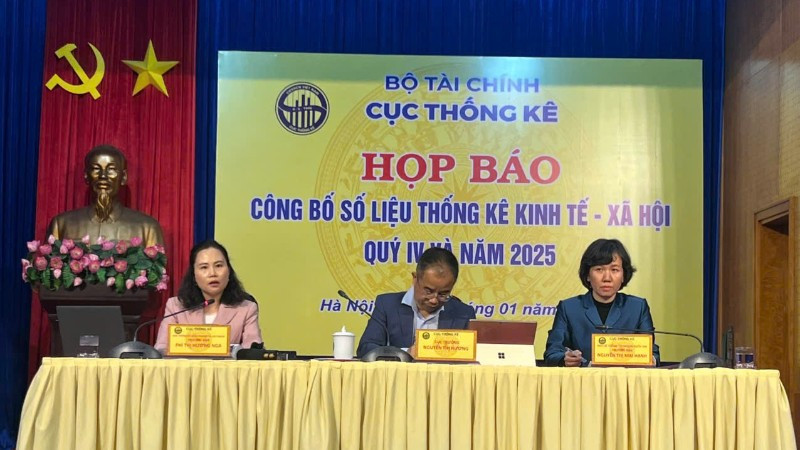 Cục Thống kê tổ chức họp báo, công bố số liệu thống kê về kinh tế-xã hội quý IV và năm 2025.