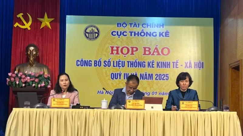 Cục Thống kê tổ chức họp báo, công bố số liệu thống kê về kinh tế-xã hội quý IV và năm 2025.