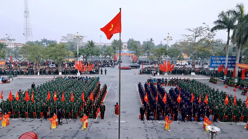 Lễ giao nhận quân năm 2025 tại huyện Hải Hậu (Nam Định).