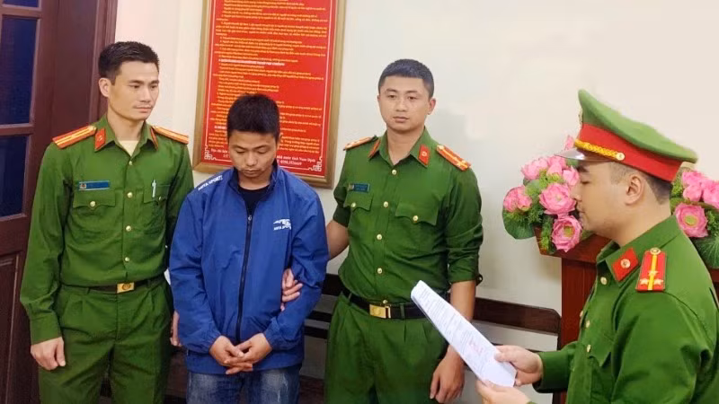 Đối tượng Nguyễn Văn San tại cơ quan Công an tỉnh Nam Định. (Nguồn: Công an cung cấp)