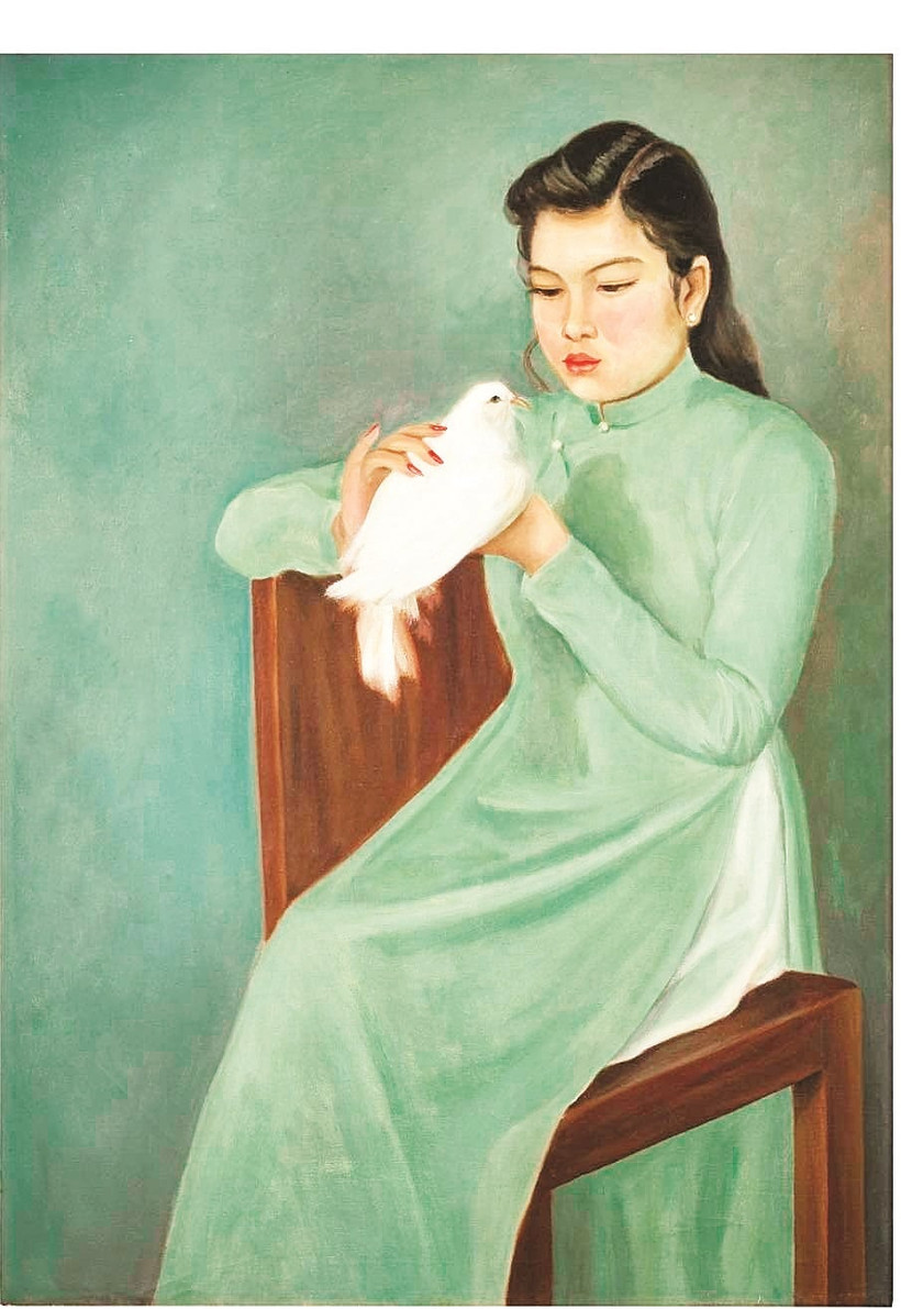 Tại phiên đấu giá tháng 11/2021 của nhà Aguttes, bức tranh chân dung cô gái bên chú chim bồ câu, được ghi là “của họa sĩ Lương Xuân Nhị” đạt mức giá sau thuế, phí là 539.520 EUR.