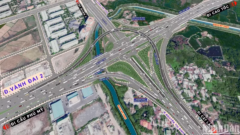 Phối cảnh nút giao thông Mỹ Thủy nhìn từ trên cao.