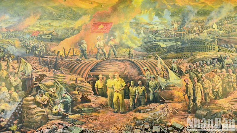 Một phần bức tranh toàn cảnh Chiến dịch Điện Biên Phủ tại Bảo tàng Chiến thắng lịch sử Điện Biên Phủ, tỉnh Điện Biên. (Ảnh: ĐĂNG KHOA)