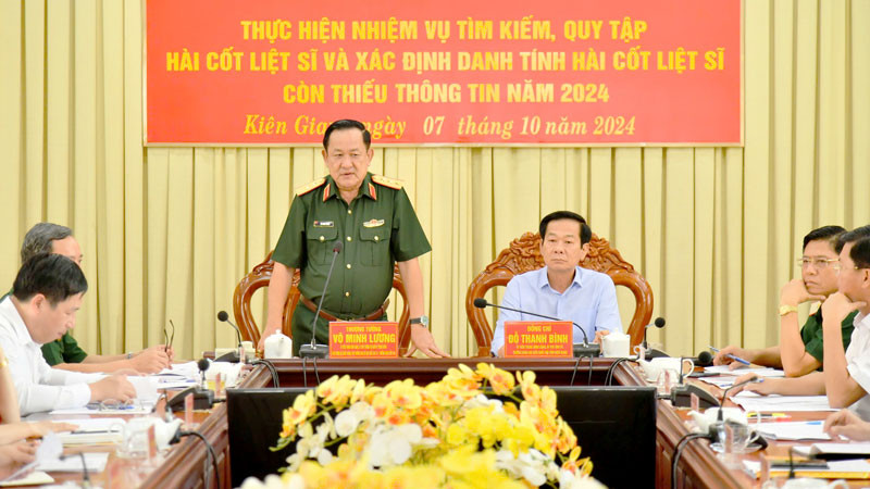 Thượng tướng Võ Minh Lương phát biểu tại buổi kiểm tra.