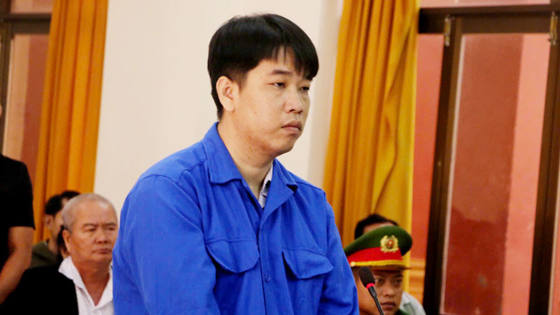 Bị cáo Phạm Quốc Khải tại phiên tòa sơ thẩm. 