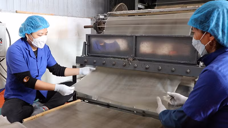 Lao động sản xuất miến dong tại Hợp tác xã Tài Hoan, huyện Na Rì, tỉnh Bắc Kạn (Ảnh: TUẤN SƠN)