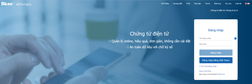 Giao diện đăng nhập Nền tảng Chứng từ khấu trừ thu nhập cá nhân điện tử - Bkav eChungtu.